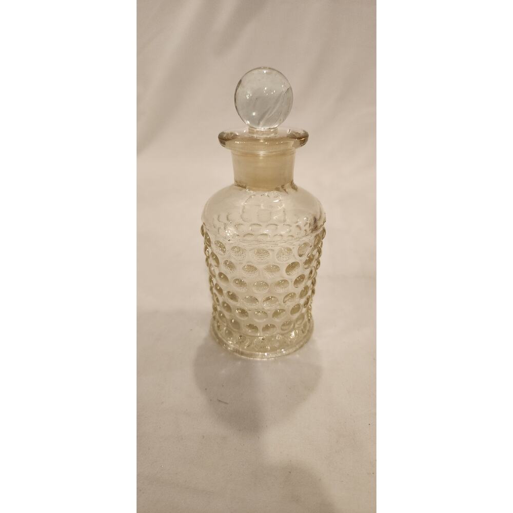Vintage Textured Glass Bottle w/ Round Stopper 6"